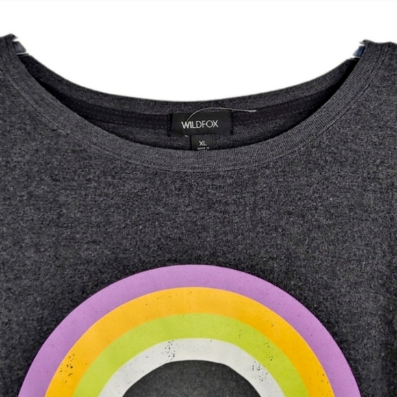 Wildfox Sommers After the Rain Gray Rainbow Sweatshirt Top Women's Size XS - Picture 2 of 8